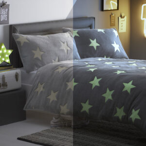 Silentnight Grey Glow In The Dark Teddy Fleece Duvet Set