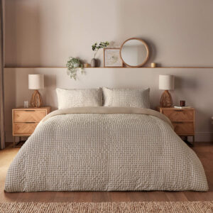 Silentnight Supersoft Duvet Set, Gingham - Natural