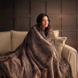 Silentnight Prestige Faux Fur Heated Throw XL Brown